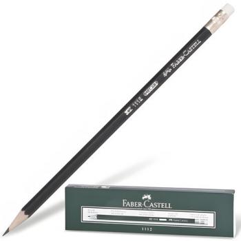 Карандаш чернографитный FABER-CASTELL, 1 шт., "1112", НВ, с ластиком, корпус черный, 111200 - Премиум Сервис