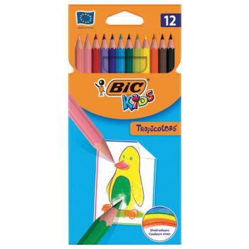 Карандаши цветные BIC "Tropicolors", 12 ЦВЕТОВ, пластиковые, европодвес, 83256610 - Премиум Сервис