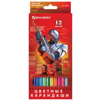 Карандаши цветные BRAUBERG "Star Patrol", 12 цв., заточенные, картонная упаковка, 180532 - Премиум Сервис