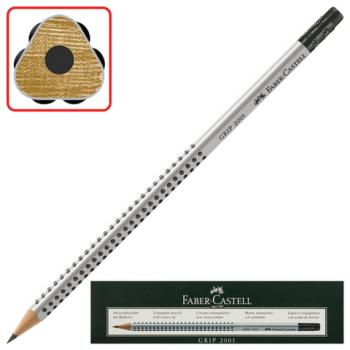 Карандаш чернографитный FABER-CASTELL, 1 шт., "Grip 2001", HB, трехгранный, с ластиком, 117200 - Премиум Сервис