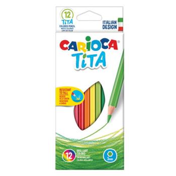 Карандаши цветные CARIOCA "Tita", 12 цветов, пластиковые, грифель 3 мм, шестигранные, европодвес, 42793 - Премиум Сервис