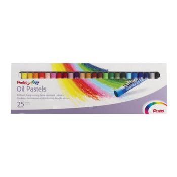 Пастель масляная художественная PENTEL "Oil Pastels", 25 цветов, круглое сечение, картонная упаковка, PHN4-25 - Премиум Сервис