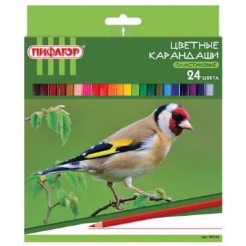 Карандаши цветные ПИФАГОР "ЛЕСНЫЕ ЖИТЕЛИ", 24 цвета, пластиковые, классические, заточенные, 181336 - Премиум Сервис