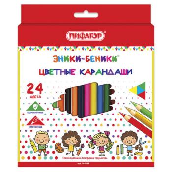 Карандаши цветные ПИФАГОР "ЭНИКИ-БЕНИКИ", 24 цвета, классические, заточенные, 181348 - Премиум Сервис