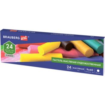 Пастель масляная художественная BRAUBERG ART CLASSIC, 24 цвета, круглое сечение, 181448 - Премиум Сервис