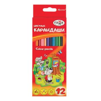 Карандаши цветные ГАММА "Мультики", 12 цветов, заточенные, трехгранные, картонная упаковка, 05091807, 050918_07 - Премиум Сервис