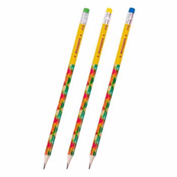 Карандаш чернографитный ЮНЛАНДИЯ, 1 шт., "Калейдоскоп", HB, корпус ассорти, с цветным ластиком, 181592 - Премиум Сервис