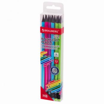 Набор карандашей чернографитных BRAUBERG "ULTRA COLOR" 12 шт., HB, с ластиком, пластиковые, 181710 - Премиум Сервис