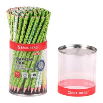 Карандаш чернографитный BRAUBERG "GREEN", 1 шт., HB, пластиковый, корпус ассорти, 181745 - Премиум Сервис