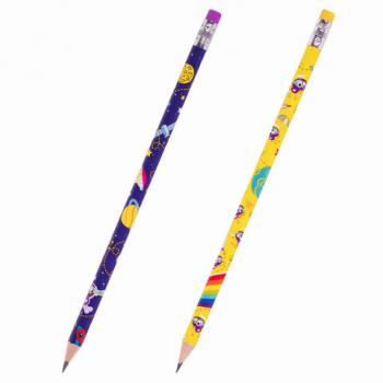 Карандаш чернографитный ЮНЛАНДИЯ "ЮНЛАНДИК", 1 шт., HB, с ластиком, корпус ассорти, 181752 - Премиум Сервис