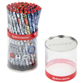 Карандаш чернографитный BRAUBERG "ARMY", 1 шт., HB, корпус ассорти, 181770 - Премиум Сервис