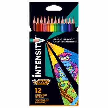 Карандаши цветные BIC "Intensity", 12 ЦВЕТОВ, трехгранные, пластиковые, европодвес, 9505272 - Премиум Сервис