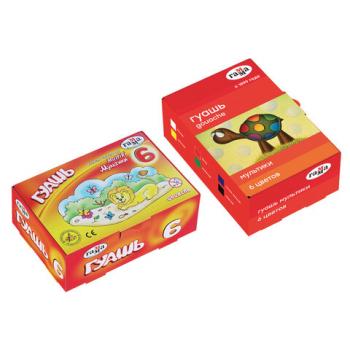 Гуашь ГАММА "Мультики", 6 цветов по 20 мл, картонная упаковка, 221030 - Премиум Сервис