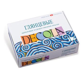 Краски акриловые художественные глянцевые "Декола", 12 цветов по 20 мл, в баночках, 2941116 - Премиум Сервис