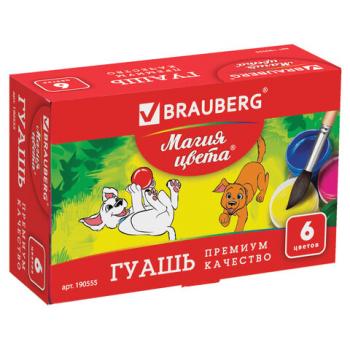 Гуашь BRAUBERG "МАГИЯ ЦВЕТА", 6 цветов по 20 мл, 190555 - Премиум Сервис