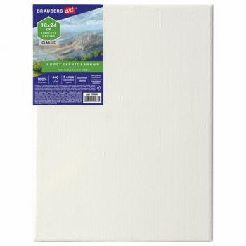 Холст на подрамнике BRAUBERG ART CLASSIC, 18х24см, грунтованный, 100% хлопок, крупное зерно, 190643 - Премиум Сервис