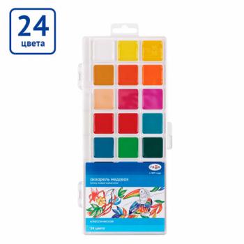 Краски акварельные ГАММА "Классическая", 24 цвета, медовые, пластиковый корпус, европодвес, 1009198 - Премиум Сервис