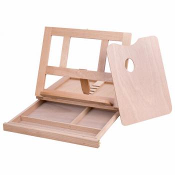 Мольберт настольный из бука с выдвижным ящиком, 34,5х26х27 см, высота холста до 30 см, BRAUBERG, 192247 - Премиум Сервис