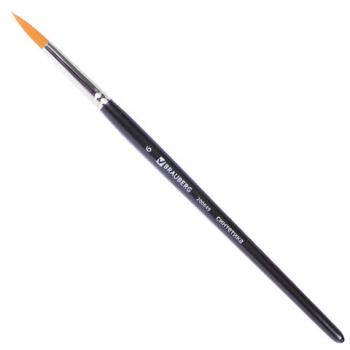 Кисть художественная проф. BRAUBERG ART CLASSIC, синтетика жесткая, круглая, № 6, короткая ручка, 200649 - Премиум Сервис