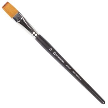 Кисть художественная проф. BRAUBERG ART CLASSIC, синтетика мягкая под колонок, плоск, № 18, кор руч, 200704 - Премиум Сервис