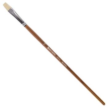 Кисть художественная профессиональная BRAUBERG ART CLASSIC, щетина, плоская, № 12, длинная ручка, 200718 - Премиум Сервис