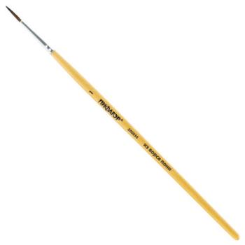 Кисть ПИФАГОР, ПОНИ, круглая, № 1, деревянная лакированная ручка, с колпачком, 200830 - Премиум Сервис