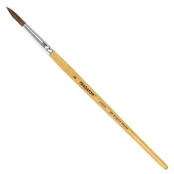 Кисть ПИФАГОР, ПОНИ, круглая, № 6, деревянная лакированная ручка, колпачок, пакет с подвесом, 200835 - Премиум Сервис