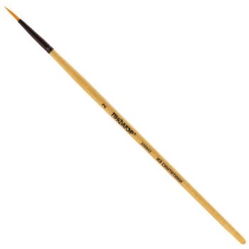 Кисть ПИФАГОР, СИНТЕТИКА, круглая, № 2, деревянная лакированная ручка, с колпачком, 200842 - Премиум Сервис
