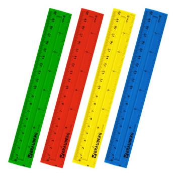 Линейка пластиковая 20 см, BRAUBERG "Crystal Vivid", непрозрачная, флуоресцентная ассорти, европодвес, 210287 - Премиум Сервис
