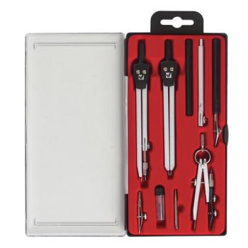 Готовальня BRAUBERG "Architect", 9 предметов: циркуль + измер + кронциркуль, рейсфедер + держатель, 2 вставки, удлинитель, грифель, 210353 - Премиум Сервис