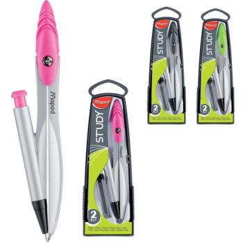 Циркуль MAPED (Франция) "Study", 120 мм, металлический, механический карандаш 0,5 мм+грифель, ассорти, пенал с европодвесом, 119430 - Премиум Сервис
