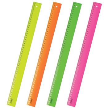 Линейка пластиковая 50 см, "Neon", непрозрачная, неоновая, ассорти, ЛН93 - Премиум Сервис