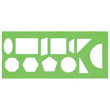 Трафарет геометрических фигур, 12 элементов, зеленый, ТТ11 - Премиум Сервис