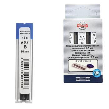 Грифели запасные 0,7 мм, B, KOH-I-NOOR, КОМПЛЕКТ 12 шт., 416200B007PKRU - Премиум Сервис