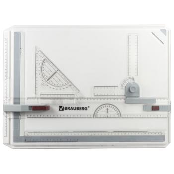 Доска чертежная А3, 505х370 мм, с рейсшиной, треугольником и чертежным узлом, BRAUBERG, 210536 - Премиум Сервис