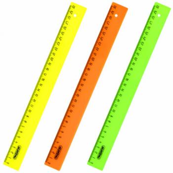 Линейка пластиковая 30 см, ПИФАГОР, непрозрачная, неоновая, ассорти, 210608 - Премиум Сервис