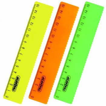Линейка пластиковая 15 см, ПИФАГОР, неоновая, ассорти, с волнистым краем, 210614 - Премиум Сервис