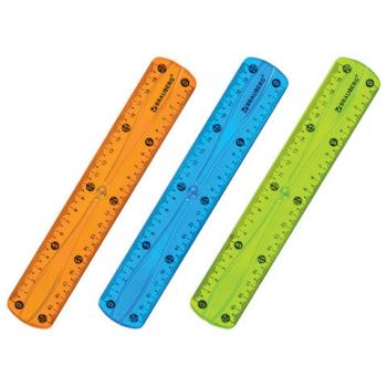 Линейка 20 см гибкая BRAUBERG "FLEX", пластиковая, ассорти, европодвес, 210674 - Премиум Сервис