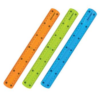 Линейка 30 см гибкая BRAUBERG "FLEX", пластиковая, ассорти, европодвес, 210675 - Премиум Сервис