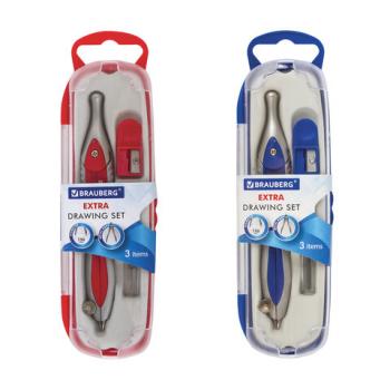 Готовальня BRAUBERG "Extra", 3 предмета (циркуль 120 мм, точилка, грифель), в пенале, 210685 - Премиум Сервис