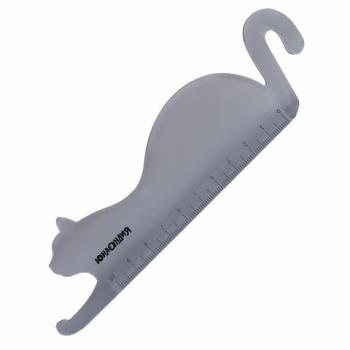 Линейка пластик 10 см ЮНЛАНДИЯ "КОШКА", фигурная, тонированная прозрачная, европодвес, 210730 - Премиум Сервис