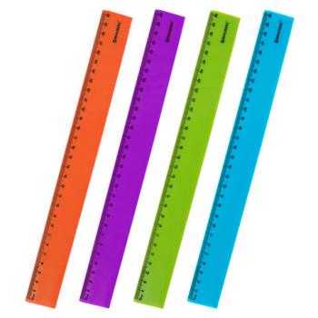 Линейка пластиковая 30 см BRAUBERG "NEON", непрозрачная, ассорти, 210751 - Премиум Сервис
