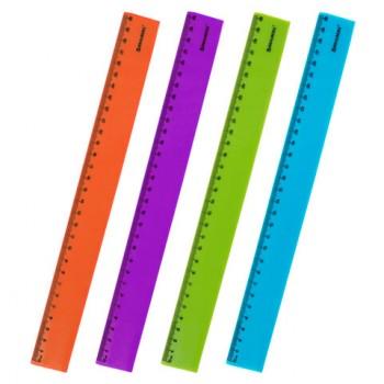 Линейка пластиковая 30 см BRAUBERG "NEON", непрозрачная, ассорти, 210751 - Премиум Сервис
