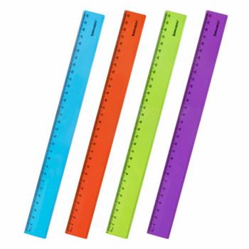 Линейка пластиковая 30 см BRAUBERG "FRUITY", тонированная, ассорти, 210767 - Премиум Сервис