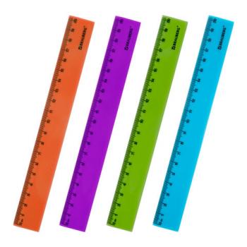 Линейка пластиковая 20 см BRAUBERG "NEON", непрозрачная, ассорти, 210773 - Премиум Сервис