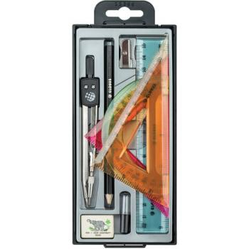 Набор чертежный GLOBUS с циркулем 125 мм, 9 предметов, пластиковый пенал с европодвесом, НЧ9-30-60 - Премиум Сервис