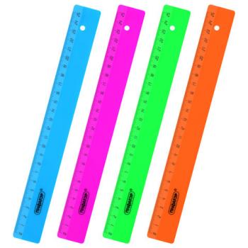 Линейка пластиковая 25 см ПИФАГОР, непрозрачная, неоновая, ассорти, 210790 - Премиум Сервис