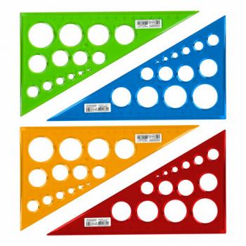 Треугольник пластиковый 30х19 см, ПИФАГОР, с окружностями, прозрачный, тонированный, 210793 - Премиум Сервис