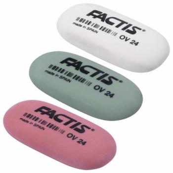 Ластик FACTIS OV 24 (Испания), 49х24х9 мм, цвет ассорти, овальный, мягкий, CMFOV24 - Премиум Сервис