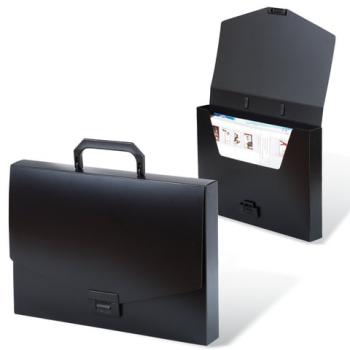 Папка-портфель пластиковая BRAUBERG "Energy" А4 (330х256х32 мм), без отделений, черная, 221202 - Премиум Сервис